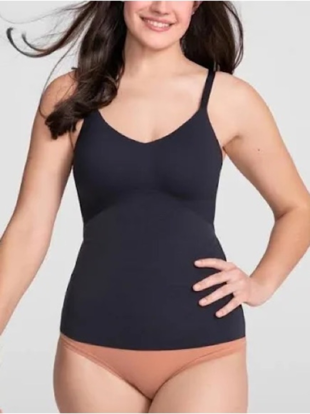 Honeylove LiftWear Cami in Vamp Black features a built-in bra
